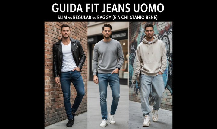 Guida fit jeans uomo: slim vs regular vs baggy (e a chi stanno bene)
